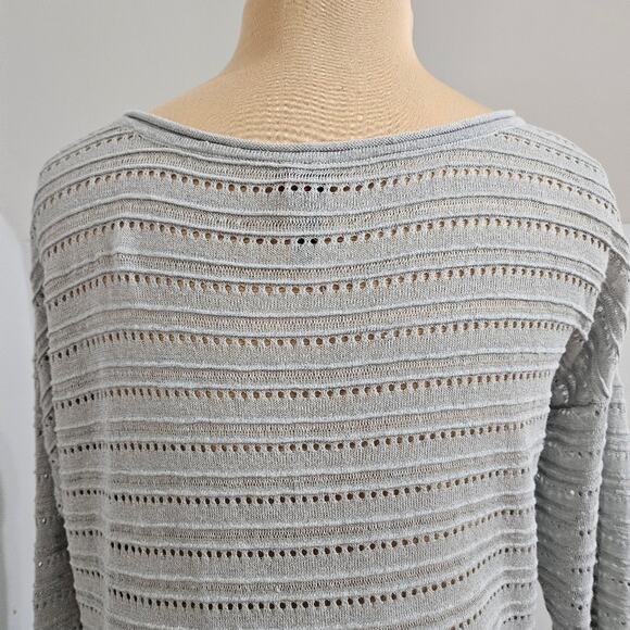 LINEN Asymmetrical Sidetail Hem Green Blue Tunic Sweater by Love Scarlett Medium - Picture 8 of 11